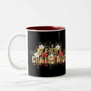 Elegante Gold Typografie Frohe Weihnachten Zweifarbige Tasse