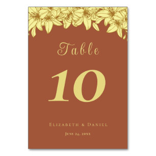 Elegante Gold Typografie Terracotta Wedding Tischnummer