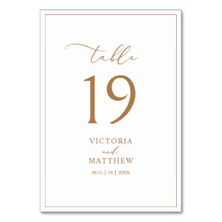 Elegante Gold Typografy Rustic Wedding Table Cards Tischnummer
