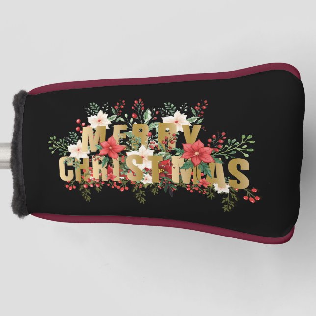 Elegante Gold Typography Merry Christmas  Golf Headcover (Vorderseite)
