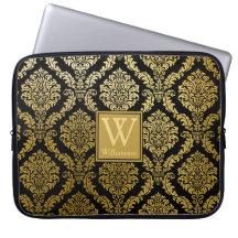 Elegante Gold- und Black Damask Print Personalisie