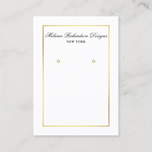 Elegante Gold- und Black Earring Display Card Visitenkarte (Vorderseite)