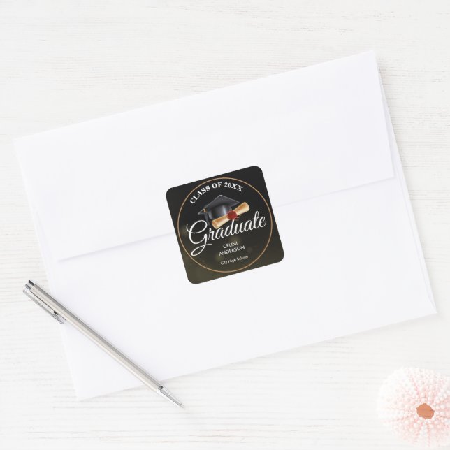 Elegante Gold- und Black Grad Stickers (Umschlag)