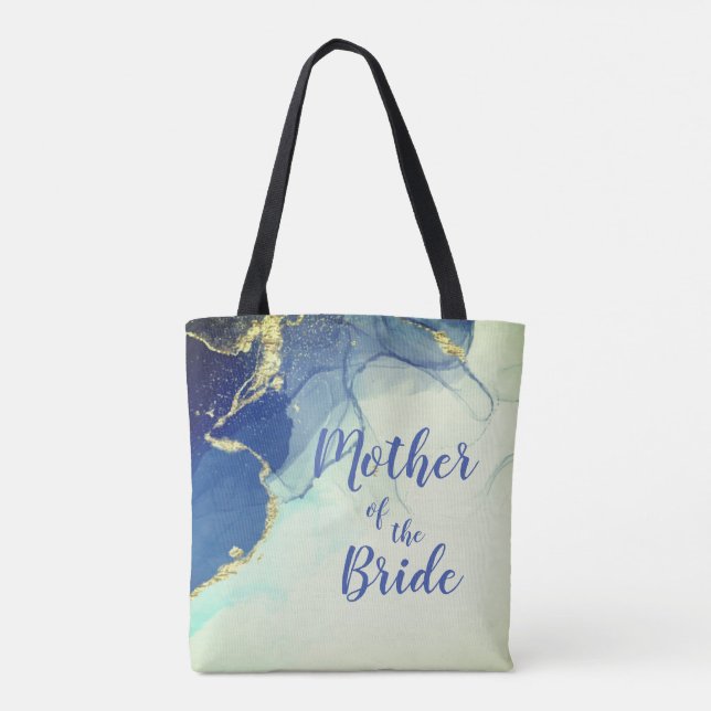 Elegante Gold und Blue Abstrakt Mother of the Brid Tasche (Rückseite)