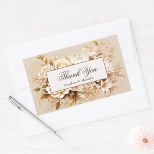 Elegante Gold- und Elfenblumen-Hochzeit-Dankeschön Rechteckiger Aufkleber
