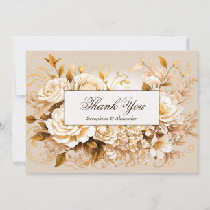 Elegante Gold- und Elfenblumen-Hochzeits-Dankeskar Dankeskarte