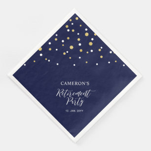 Elegante Gold- und Marineblaue Konfetti-Ruhestands Serviette