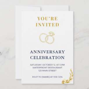 Elegante Gold- und Navy-Hochzeit-Jubiläumseinladun Einladung
