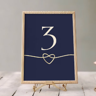 Elegante Gold- und Navyblau-Hochzeit Tischnummer