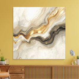 Elegante Gold- und neutrale Marmor-Abstraktkunst Leinwanddruck