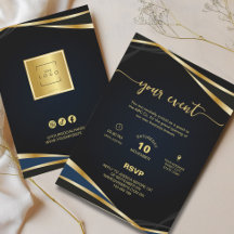 Elegante Gold- und Schwarz-Einladung zu einer Firm