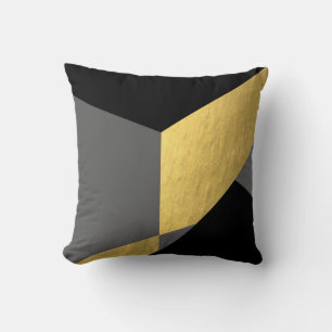 Elegante Gold- und Schwarz-Grau-Farbblöcke Kissen