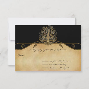 Elegante Gold- und Schwarze-Hochzeits-RSVP RSVP Karte