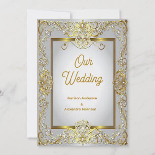 Elegante Gold- und Silberhochzeits-Einladung – Ver Einladung