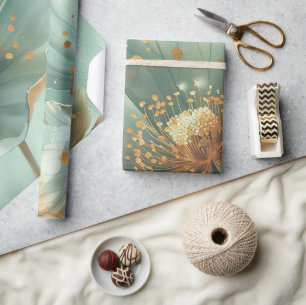 Elegante Gold- und Smaragd-Mohn-Hochzeitsverpackun Geschenkpapier