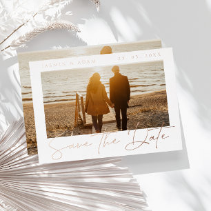Elegante Gold- und Weiß-Foto-Save-the-Date-Karte Folieneinladung