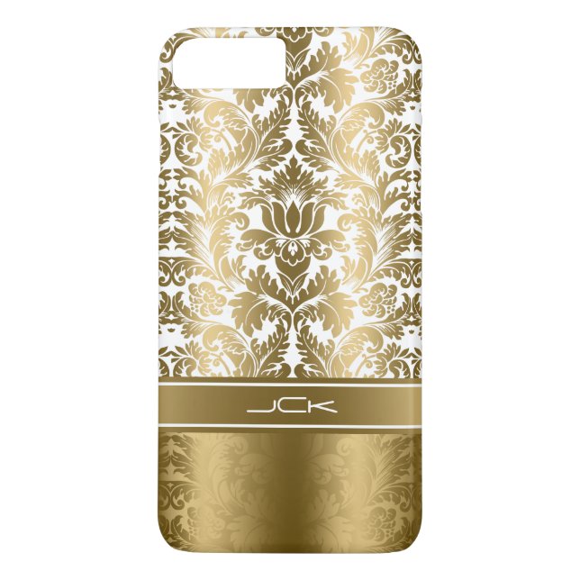 Elegante Gold- und Weißblütendamasken Case-Mate iPhone Hülle (Rückseite)