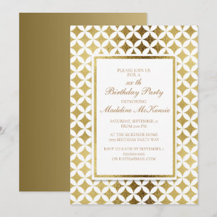 Elegante Gold- und White-Birthday Party Einladung