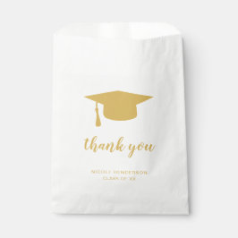 Elegante Gold- und White Graduation Cap Danke Geschenktütchen