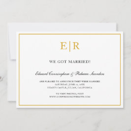 Elegante Gold- und White Monogram-Hochzeit Ankündigung
