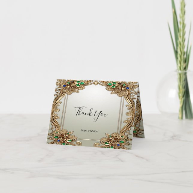 Elegante Gold Verziert Dankeschön Card Dankeskarte (Vorderseite)