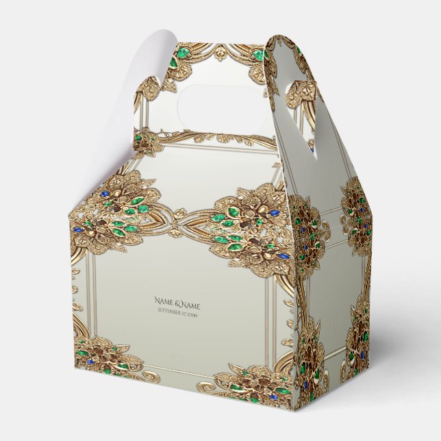 Elegante Gold Verziert Gevor Box Geschenkschachtel (Vorderseite)