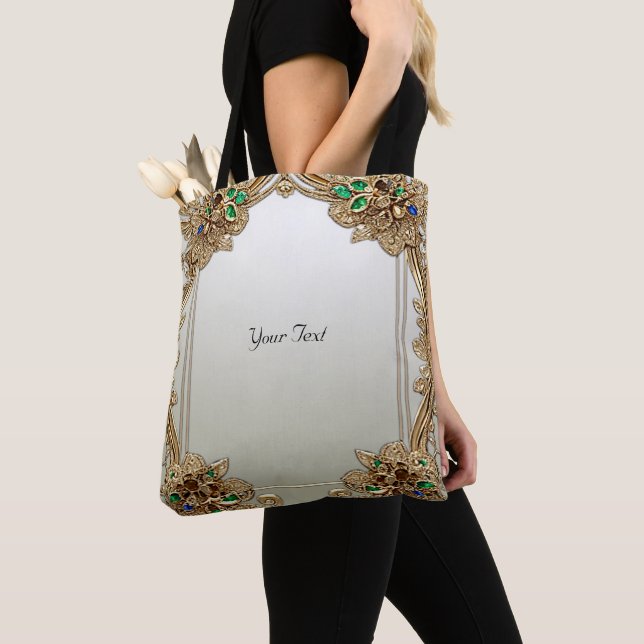 Elegante Gold Verziert Tote Bag Tasche (Von Nahem)