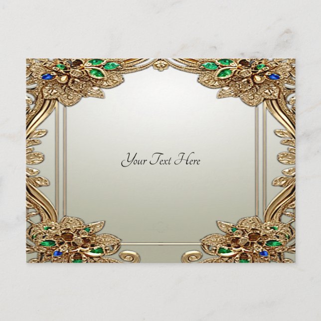 Elegante Gold Verzierte Postkarte (Vorderseite)