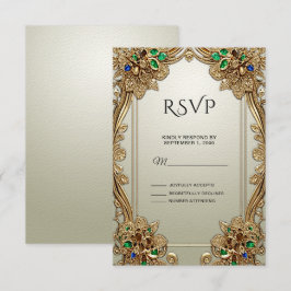 Elegante Gold Verzierte RSVP-Karte RSVP Karte