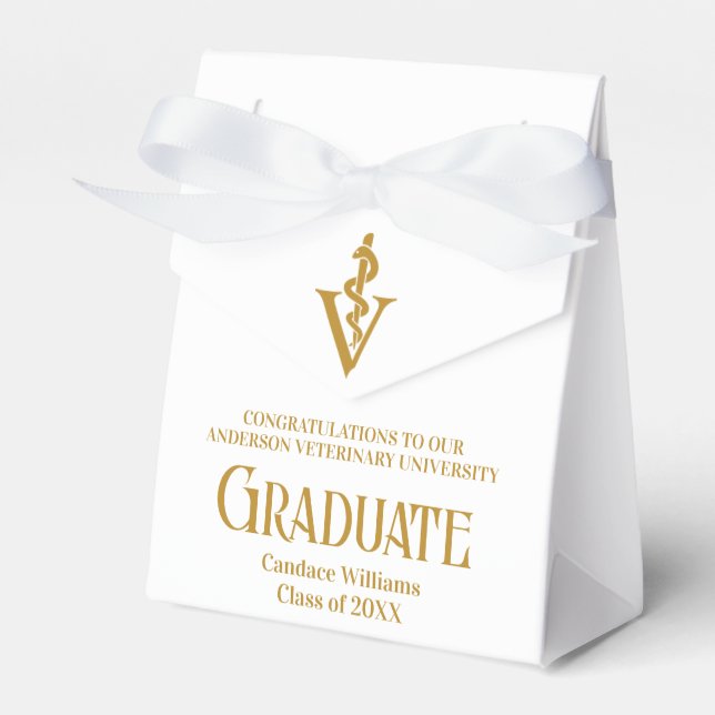 Elegante Gold Veterinary School Graduation Party Geschenkschachtel (Vorderseite)