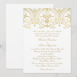 Elegante Gold Vintag Glamour Calligraphy Wedding Einladung