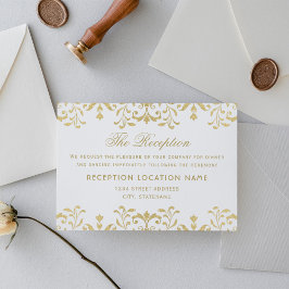 Elegante Gold Vintag Glamour Hochzeit Empfang Begleitkarte