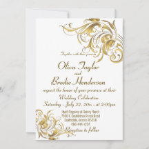 Elegante Gold Vintage Wirbel Hochzeit Einladung