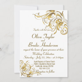 Elegante Gold Vintage Wirbel Hochzeit Einladung