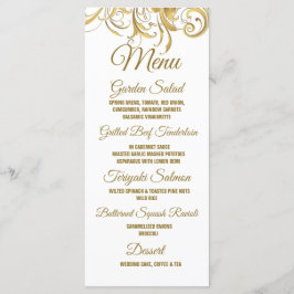 Elegante Gold Vintage Wirbel Hochzeit Menükarte