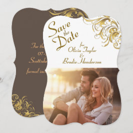 Elegante Gold Vintage Wirbel Hochzeit Save The Date