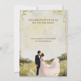Elegante Gold Watercolor Einladung zur Hochzeit | 