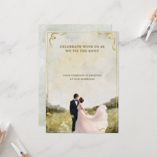 Elegante Gold Watercolor Einladung zur Hochzeit | 