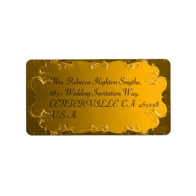 Elegante Gold Wedding Address Labels Adressaufkleber (Vorne)