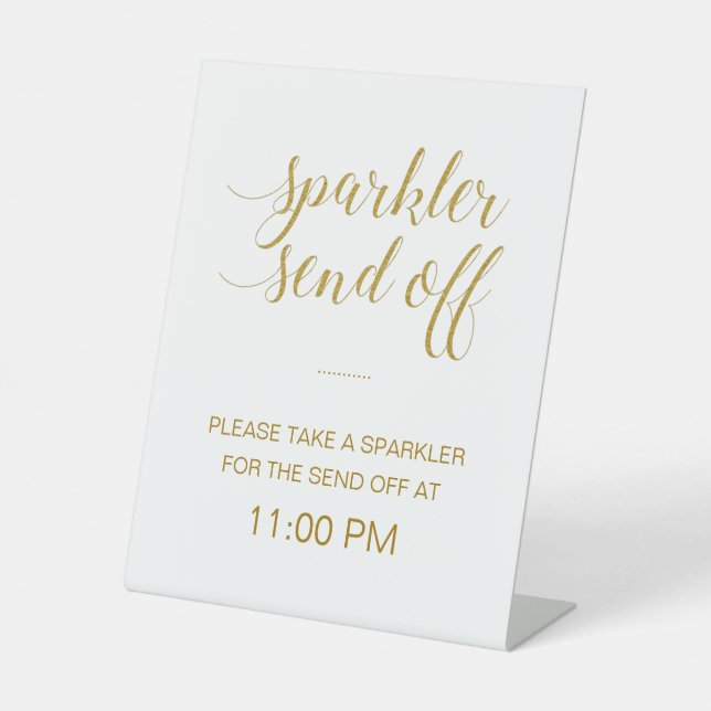 Elegante Gold Wedding Bride Groom Sparkler abschic Sockelschild (Vorderseite)