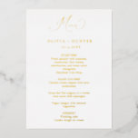 Elegante Gold Wedding Dinner Menü Cards Folieneinladung<br><div class="desc">Elegante Gold Wedding Dinner Menü Cards</div>