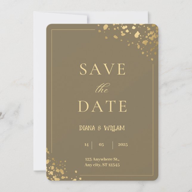Elegante Gold Wedding Invitation Card Einladung (Vorderseite)
