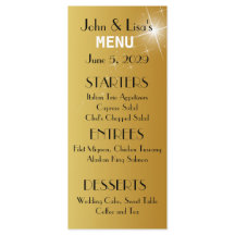 Elegante Gold Wedding Menu Card Benutzerdefinierte