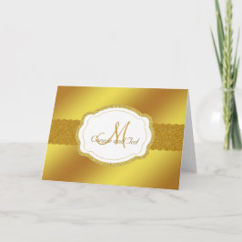 Elegante Gold Wedding Monogram Dankescharte Dankeskarte