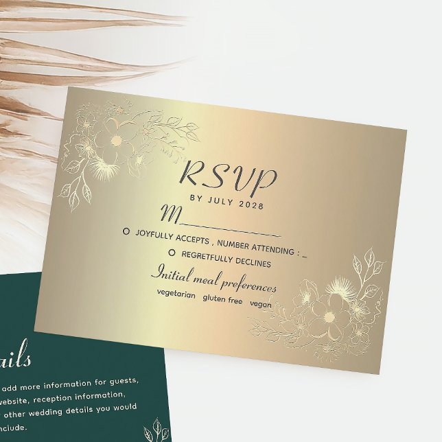 Elegante Gold Wedding RSVP Card Karte (Von Creator hochgeladen)