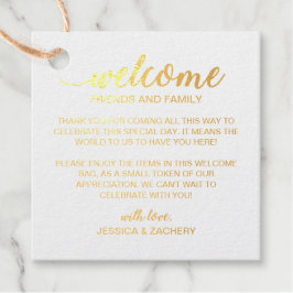 Elegante Gold Wedding Welcome Bag Geschenkanhänger