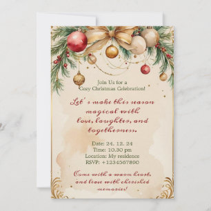 Elegante Gold Weihnachts-Einladung mit Einladung
