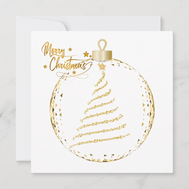 Elegante Gold Weihnachtsbaum Gruß Mitteilungskarte (Vorderseite)