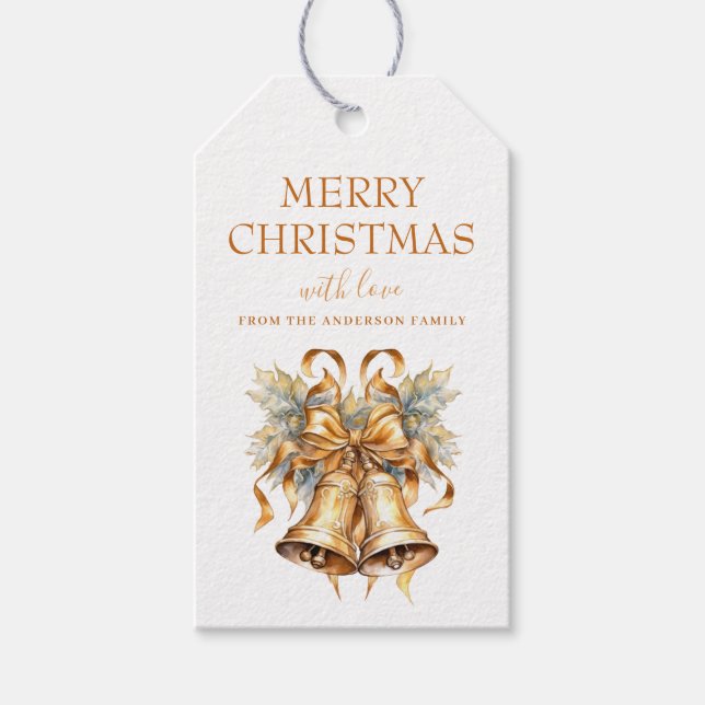 Elegante Gold Weihnachtsbrönen Custom Geschenkanhänger (Vorderseite)