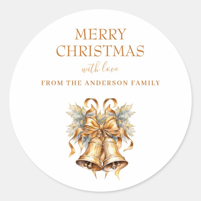 Elegante Gold Weihnachtsbrönen Custom Runder Aufkleber (Vorderseite)